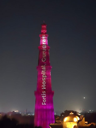 Delhi’s Iconic Qutub Minar Illuminated in Pink by Fortis Gurugram to Champion Breast Cancer Awareness
