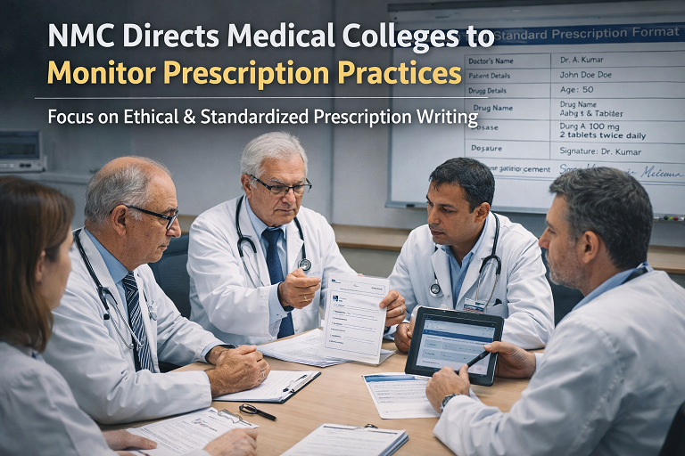 NMC has directed all medical colleges to form sub-committees to monitor the methods used by doctors to write prescriptions, including what to write on the prescription, and to include the importance of writing prescriptions.