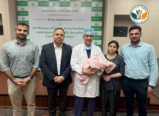 40-Minutes-Old Pre-term Newborn undergoes Minimally Invasive Cardiac Procedure Without Surgery at Fortis Escorts Okhla