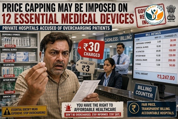 Price capping may be imposed on 12 essential medical devices, private hospitals charge 30 rupees for a 3 rupee syringe.