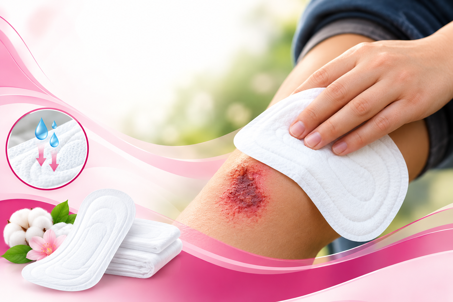 Your bandage supply is running low at home and the bleeding wound requires immediate attention. Do not panic. Just reach for a sanitary napkin.